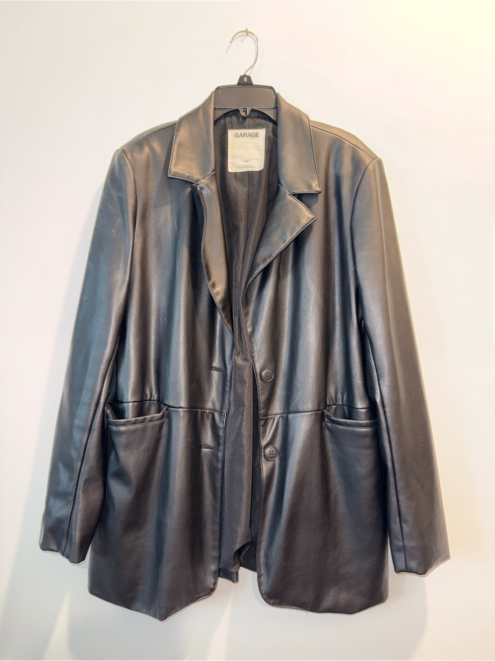 Garage Black Faux Leather Blazer Jacket - Women's size SMALL